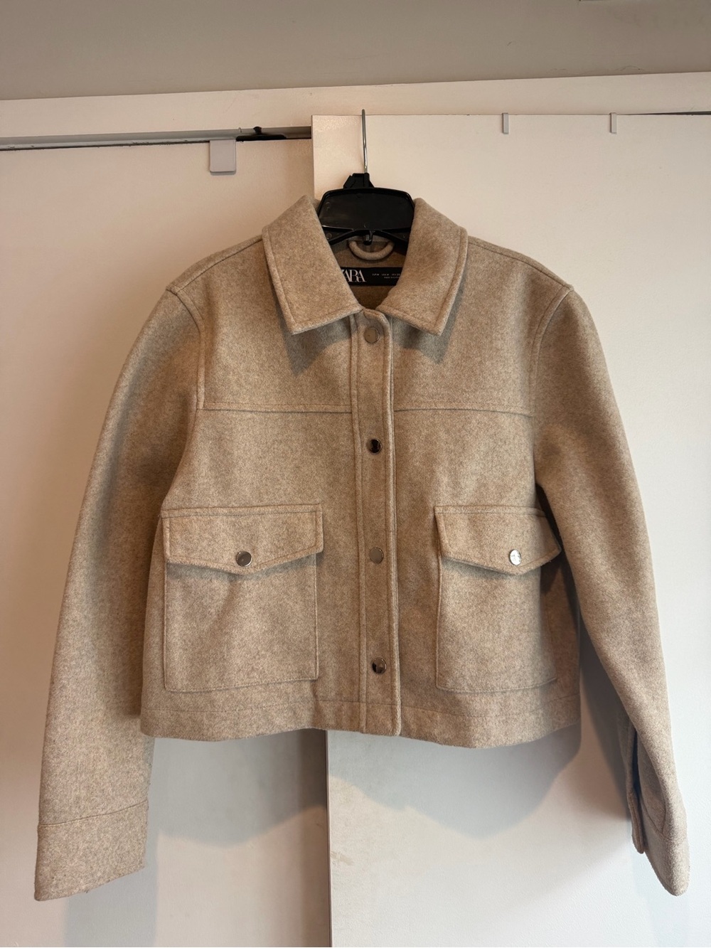 Zara Beige Cropped Utility Jacket